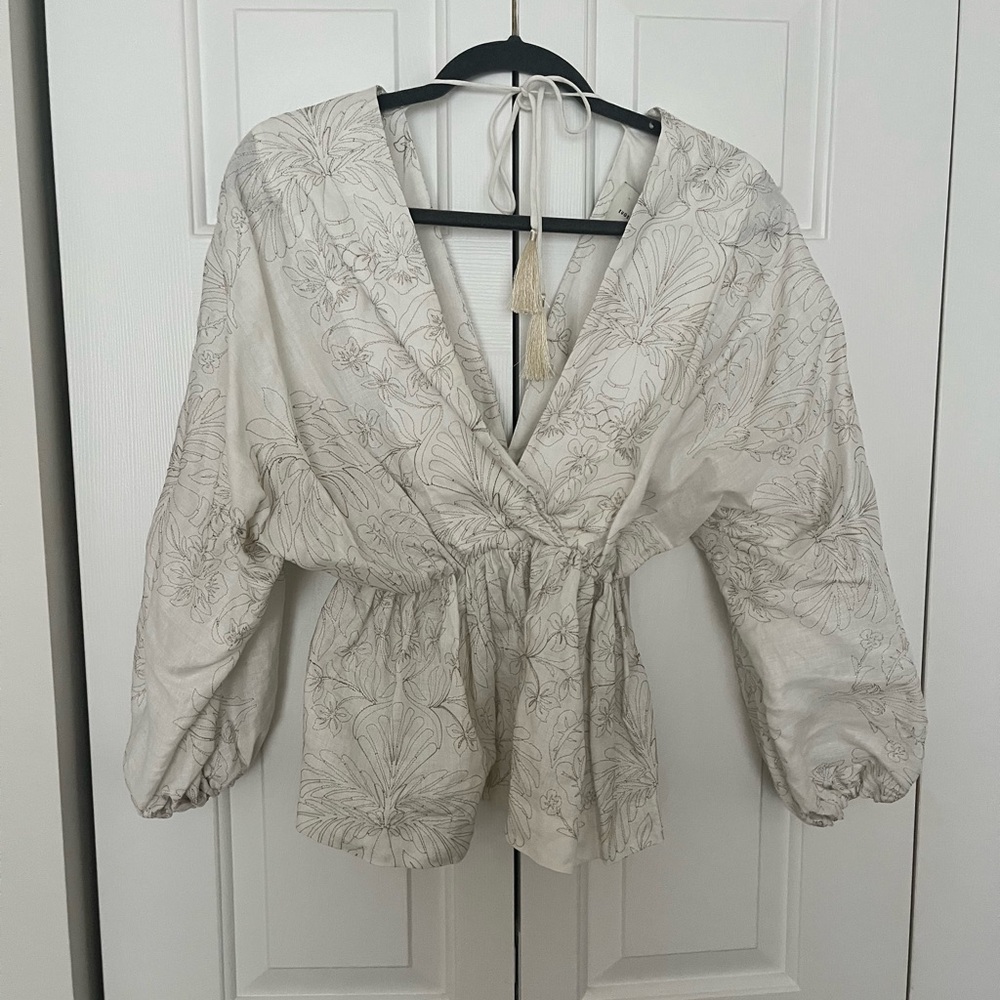 Floral Cream Women's Top - Eugenia Fernandez